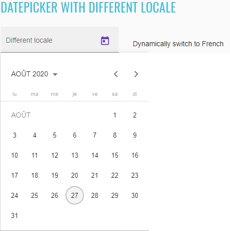 Datepicker with different locale