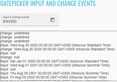 Datepicker input and change events