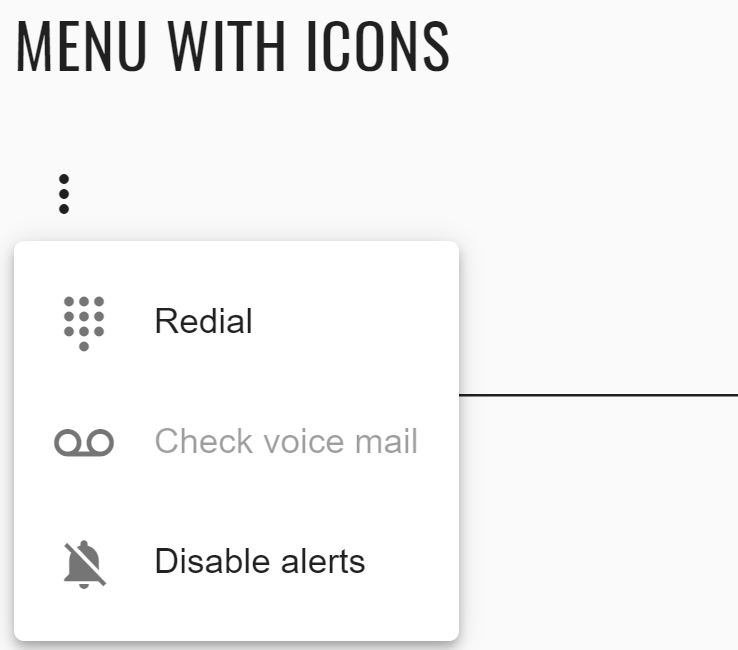 Menu with icons