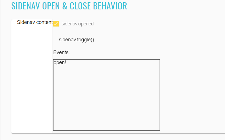 Sidenav open & close behavior