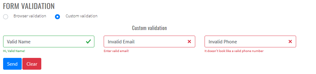Custom style validation