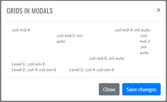 Modal using grid example
