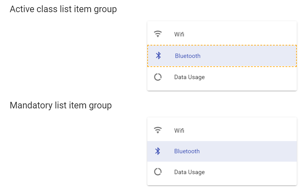 List item groups example